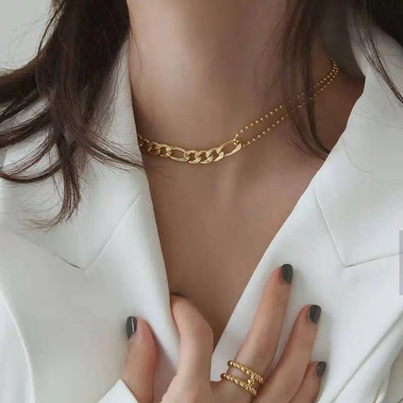 Waterproof Stainless Steel Figaro Chain&Cuban Chain Patchwork Bracelets for Women Ladies Street Style Gold Chain Bracelet eprolo