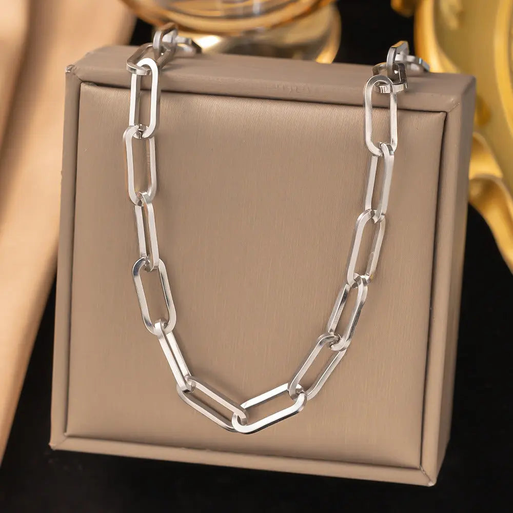 Trendy geometric coarse chain Cuban chain clavicle chain eprolo