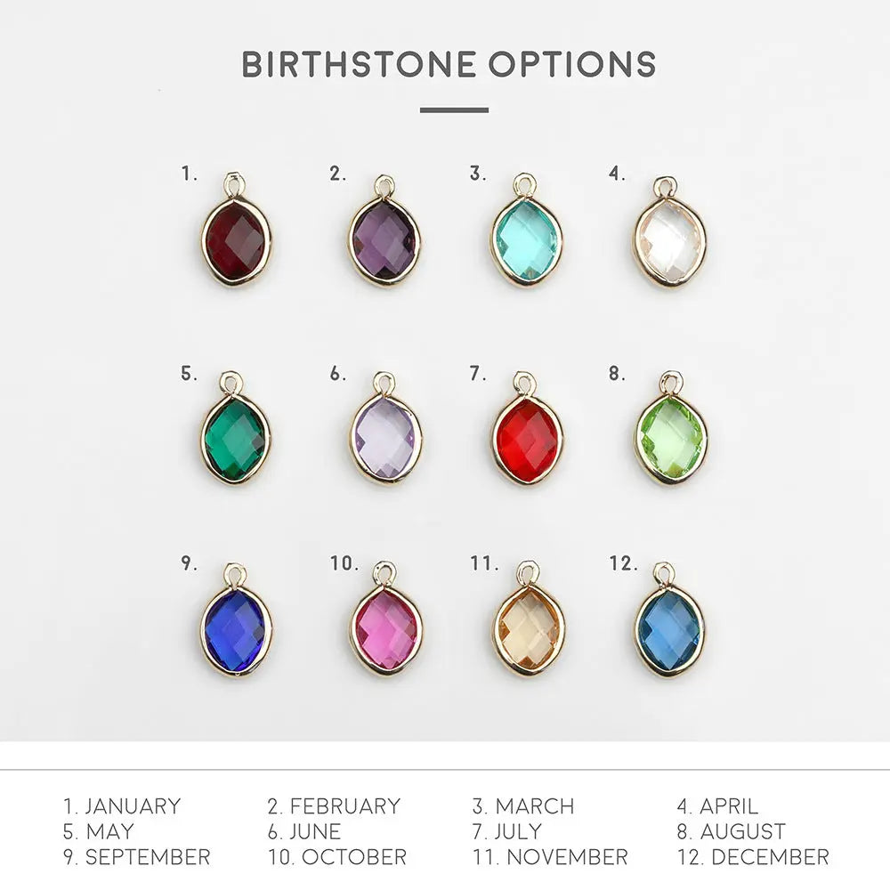 12-color water drop birthstone leaf lettering diy necklace holiday gift eprolo