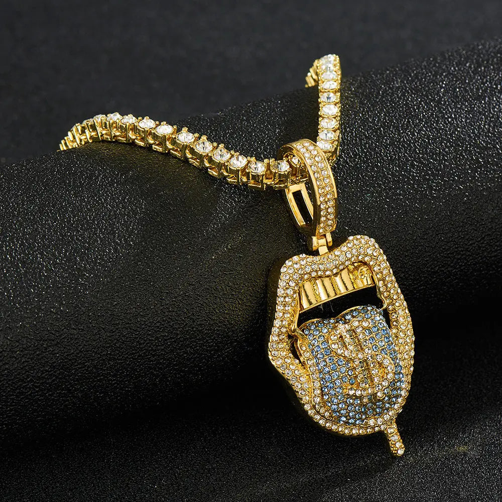 New Tennis Chain Skull Lips Tongue Fashion Accessories Cuban Pendant Single Row Chain Tennis Chain eprolo