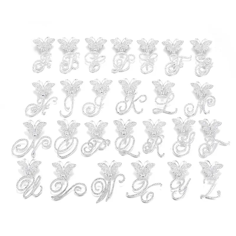 18inch Cuban Chain Butterfly Letter Full Diamond Pendant Cuban Chain Personalized Exaggerated Thick Chain Hiphop Jewelry eprolo