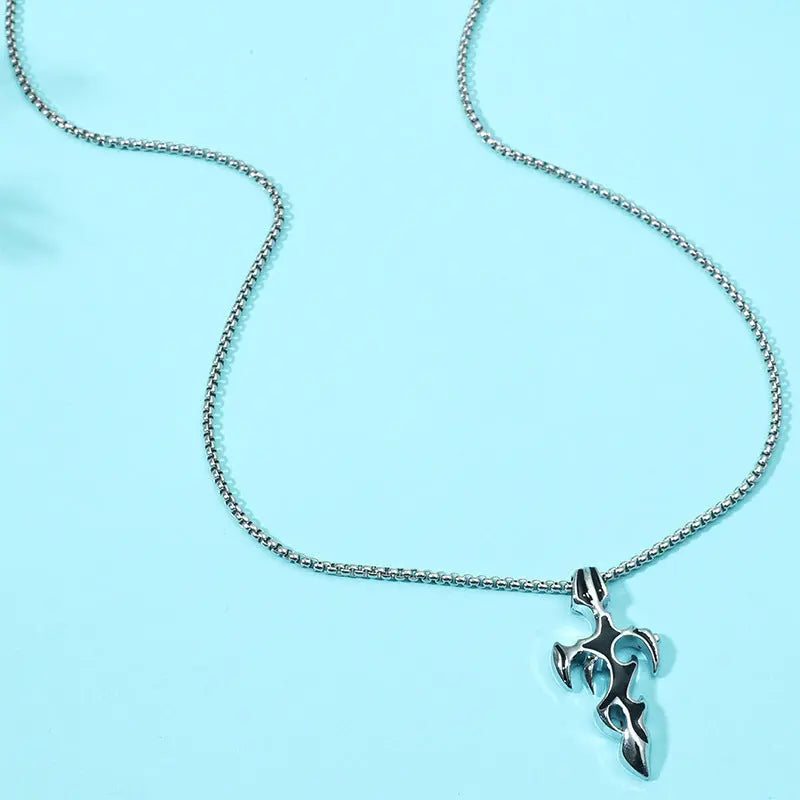 Stainless Steel Pendant Drop Oil Titanium Steel Cross Flame Trend Men&