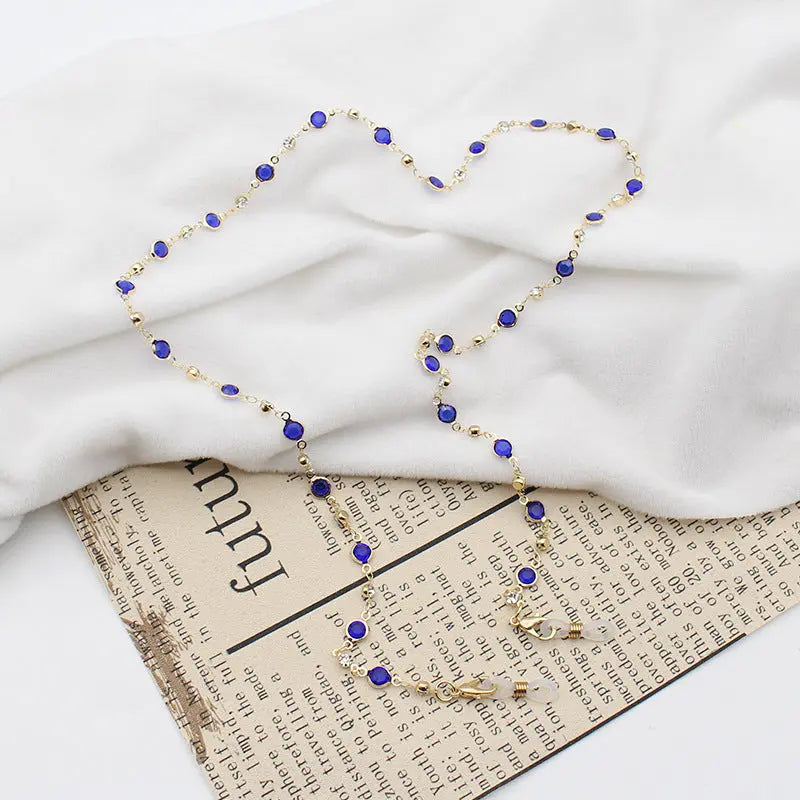 Personality Jewelry Accessories Fashion Color Crystal With Drill Mask Glasses Anti-Drop Lanyard Necklace eprolo