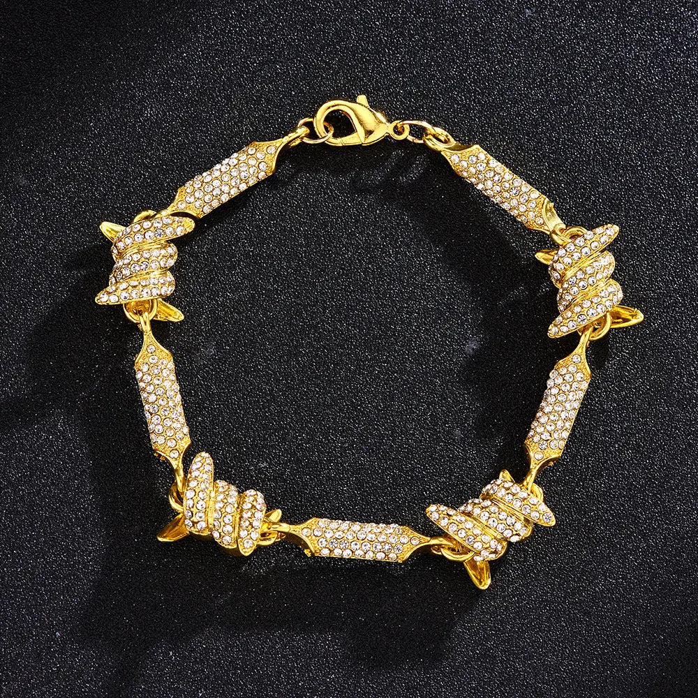 New Full Diamond Wire Necklace 3D Stereo Hip-Hop Cuban Chain 18inch Infinite Chain eprolo