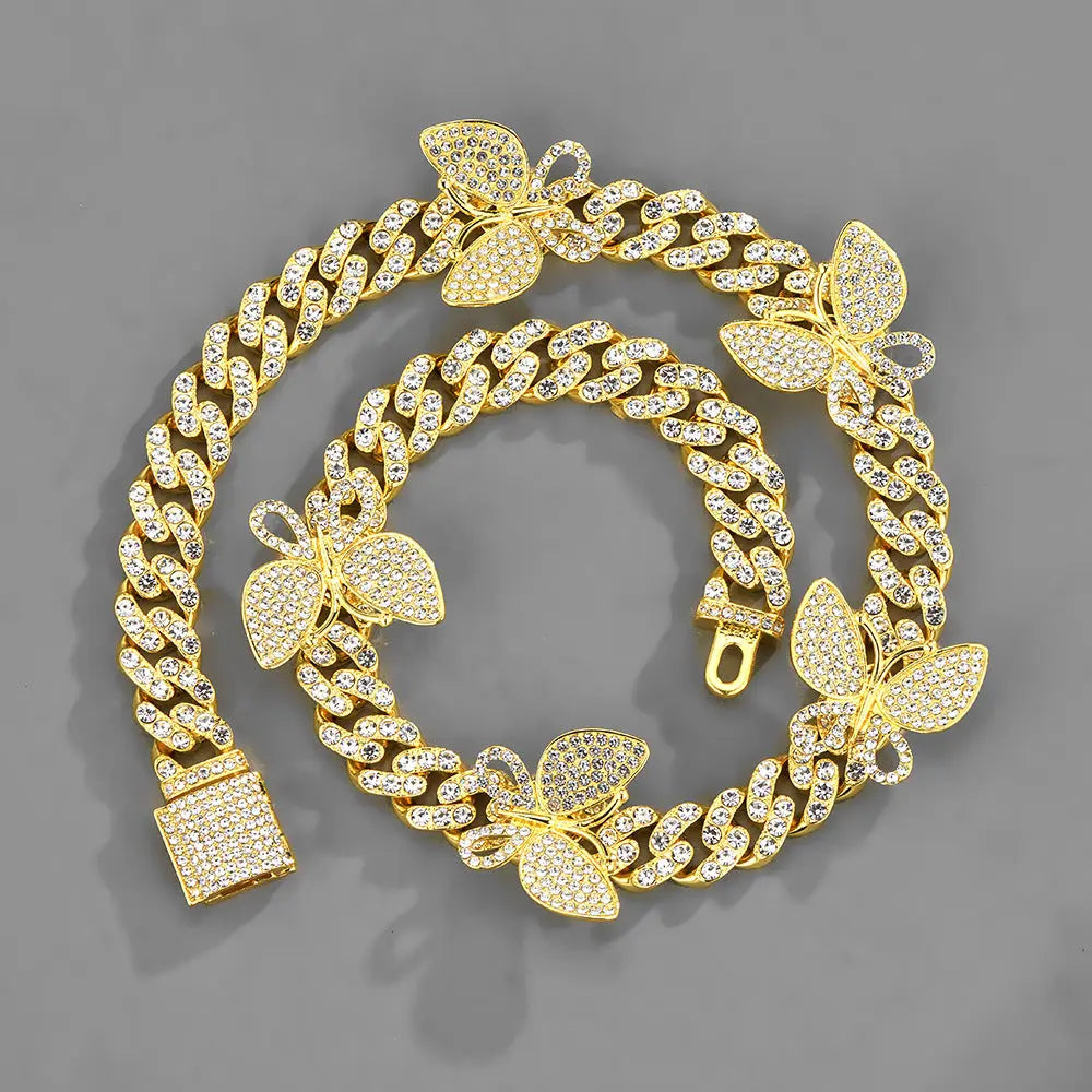 Butterfly Accessories Cuban Chain 15mm Geometric Hip Hop Hiphop Bracelet Anklet Necklace Jewelry eprolo