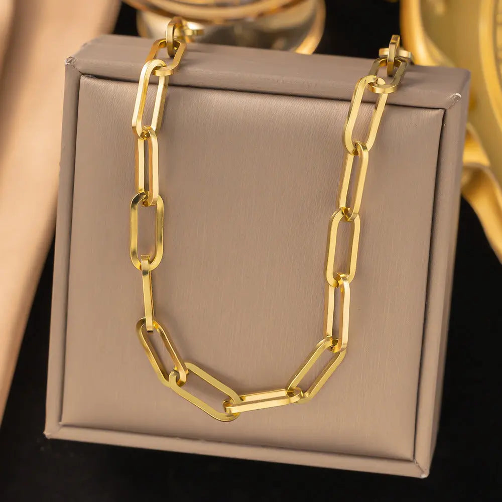 Trendy geometric coarse chain Cuban chain clavicle chain eprolo