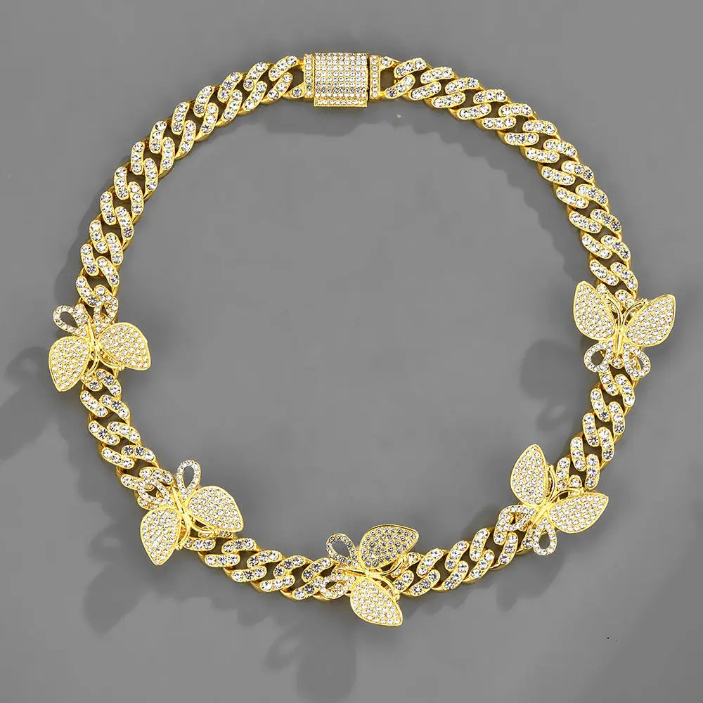 Butterfly Accessories Cuban Chain 15mm Geometric Hip Hop Hiphop Bracelet Anklet Necklace Jewelry eprolo