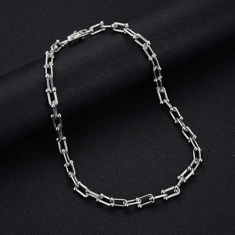 9mm U-Shaped Ring Buckle Cuban Chain Necklace Sweater Chain Personality Trend Clavicle Chain Bracelet eprolo