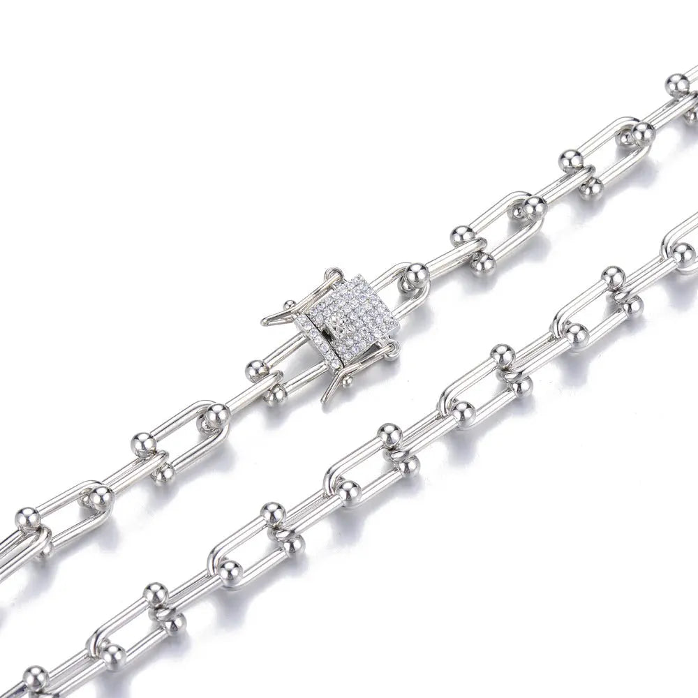 9mm U-Shaped Ring Buckle Cuban Chain Necklace Sweater Chain Personality Trend Clavicle Chain Bracelet eprolo
