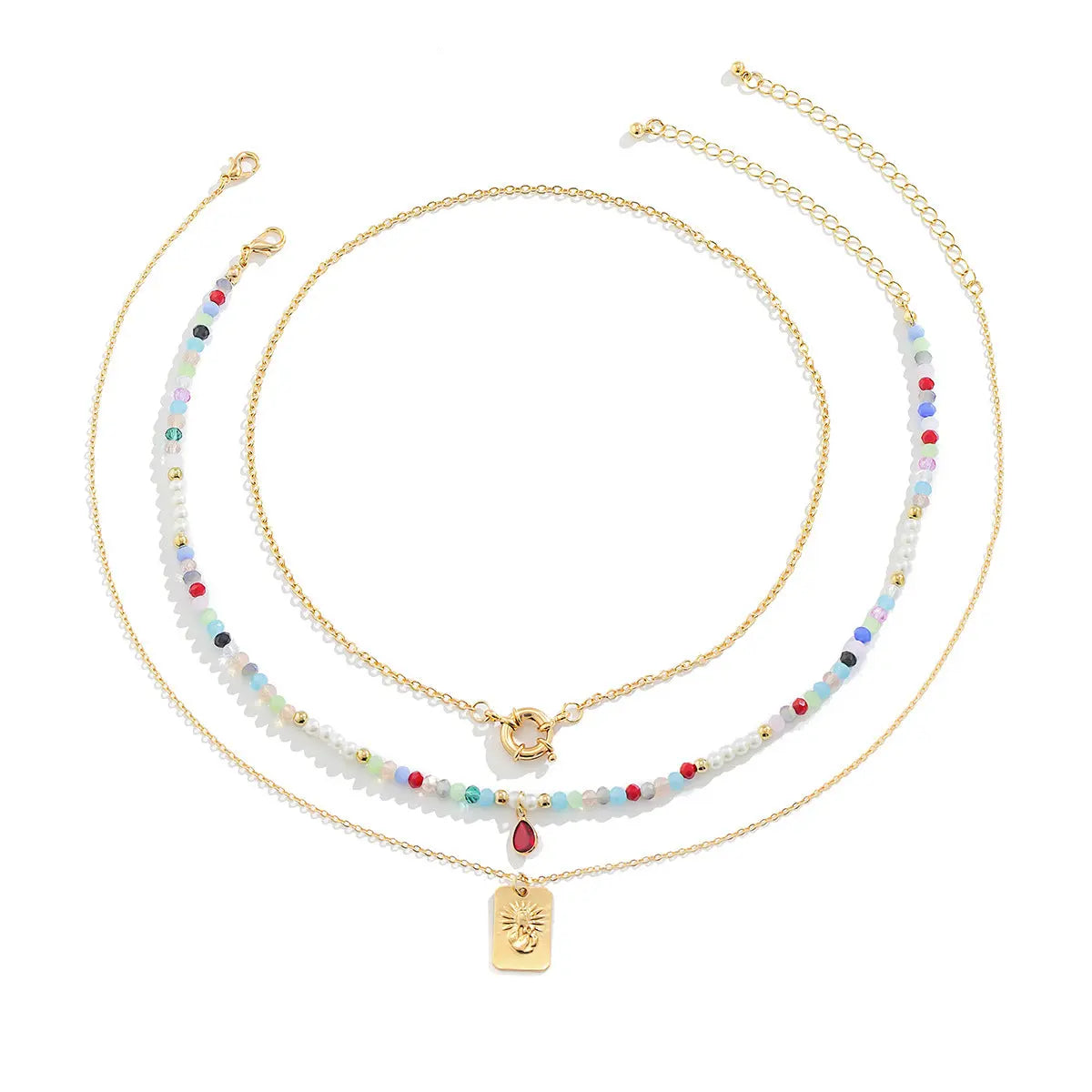 Retro Color Water Drop Pendant Clavicle Chain Niche Crystal Chain Design Necklace eprolo