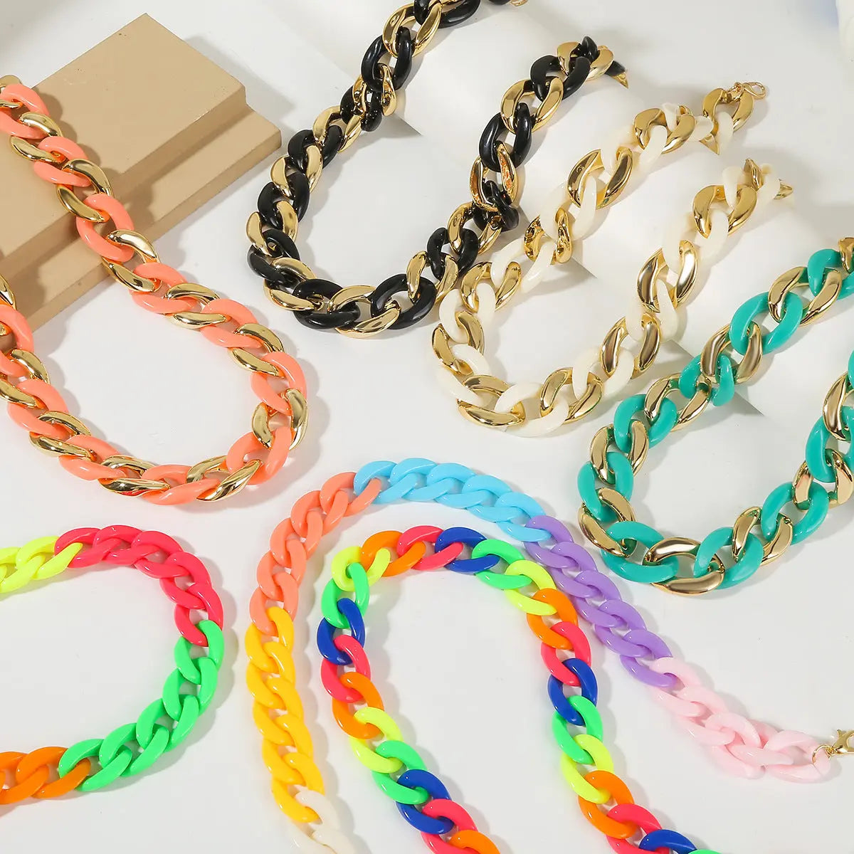 Accessories Necklace Cuban Chain Acrylic Colorful Necklace Punk Chain Necklace Summer Ins eprolo