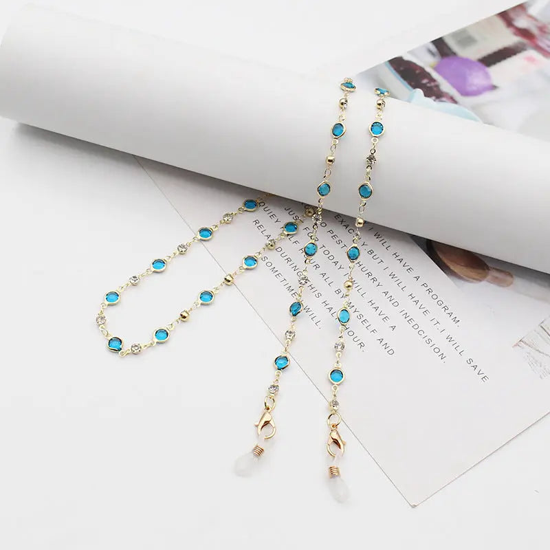 Personality Jewelry Accessories Fashion Color Crystal With Drill Mask Glasses Anti-Drop Lanyard Necklace eprolo