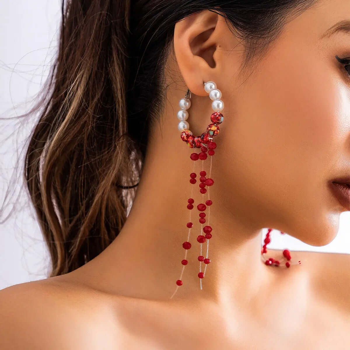 Gothic style pearl necklace choker creative Halloween blood drop tassel collarbone necklace eprolo