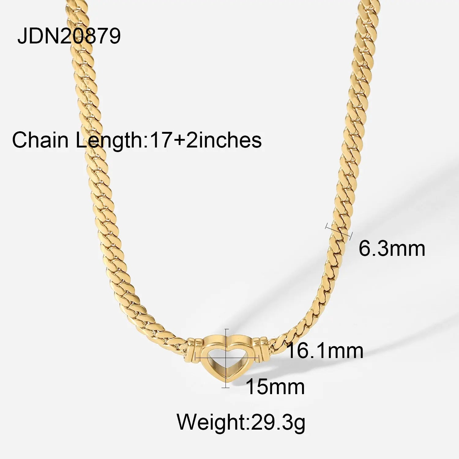 Stainless steel Cuban chain heart-shaped necklace with hollowed out flat snake chain heart pendant necklace for women eprolo