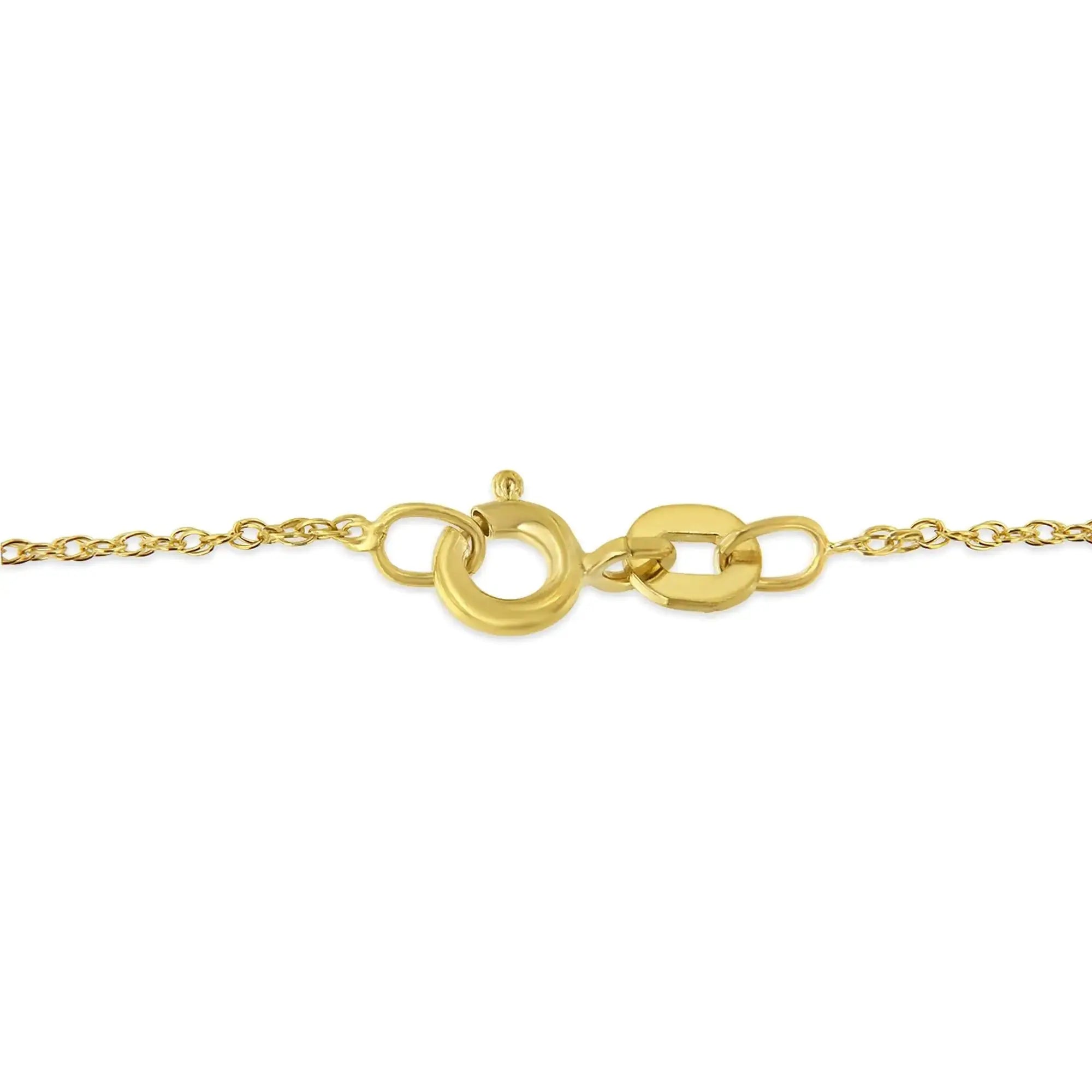 14K Yellow Gold Plated .925 Sterling Silver Diamond Accent Ribbon & Heart 18" Pendant Necklace (H-I Color, I2-I3 Clarity) My Store