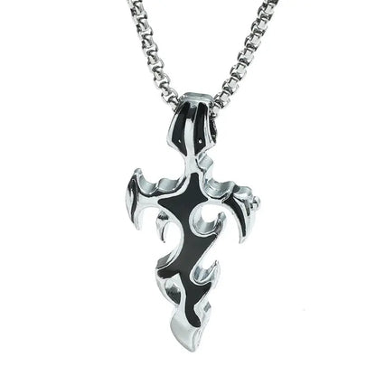 Stainless Steel Pendant Drop Oil Titanium Steel Cross Flame Trend Men&