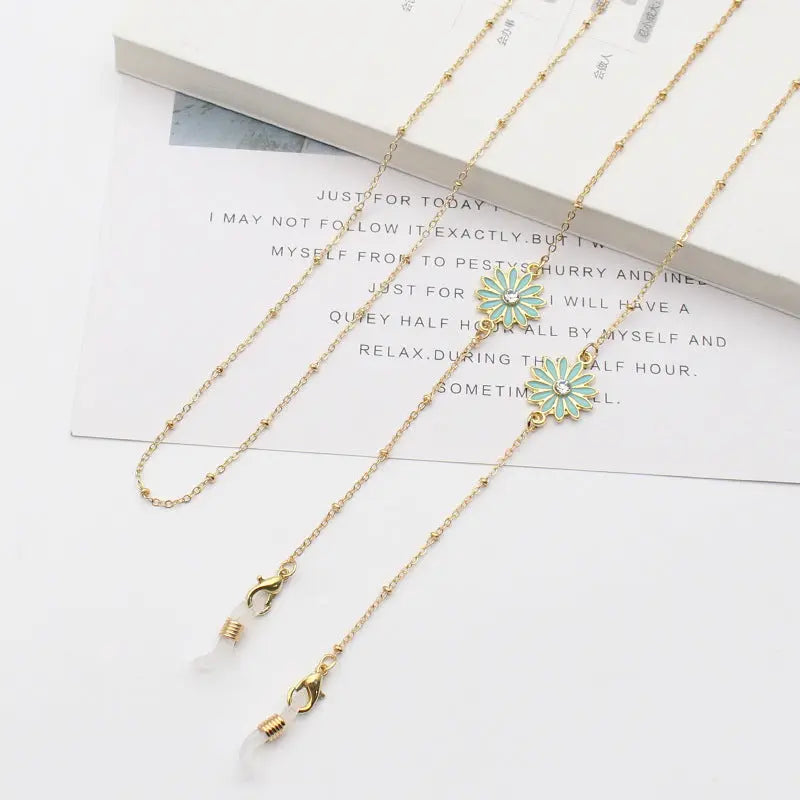 New Small Chrysanthemum And Gold Chain With Anti-Drop Mask Glasses Chain Necklace eprolo
