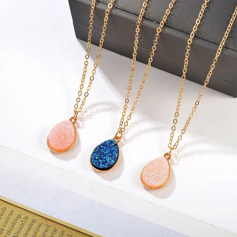 New Creative Necklace Simple Water Drop Pendant Fashion Sweet Crystal Cluster Necklace eprolo