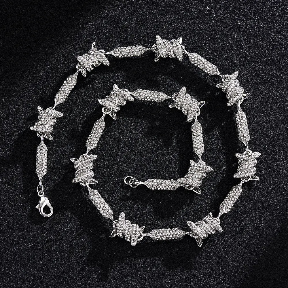 New Full Diamond Wire Necklace 3D Stereo Hip-Hop Cuban Chain 18inch Infinite Chain eprolo