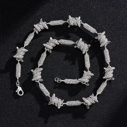 New Full Diamond Wire Necklace 3D Stereo Hip-Hop Cuban Chain 18inch Infinite Chain eprolo