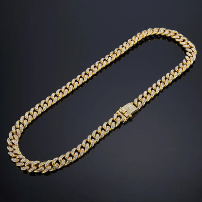 Hip Hop Necklace Jewelry 12mm Wide Butterfly Buckle Thick Gold Plating Cuban Chain eprolo