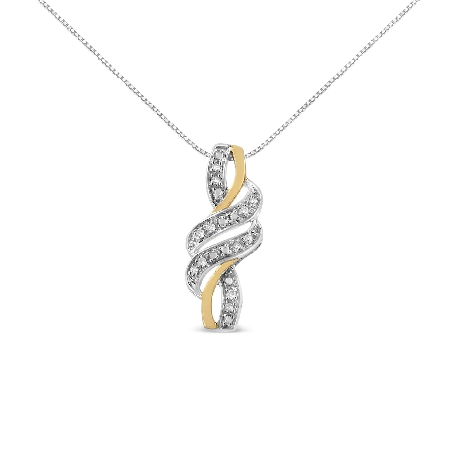 14K Yellow Gold Plated .925 Sterling Silver Round-Cut Diamond Accent Cross Bypass 18" Pendant Necklace (H-I Color, I2-I3 Clarity) My Store