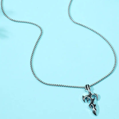 Stainless Steel Pendant Drop Oil Titanium Steel Cross Flame Trend Men&