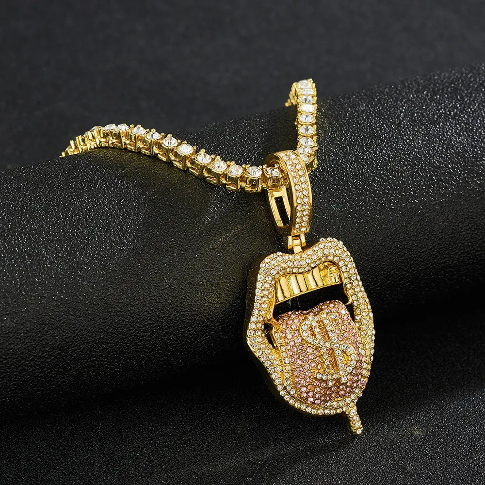 New Tennis Chain Skull Lips Tongue Fashion Accessories Cuban Pendant Single Row Chain Tennis Chain eprolo