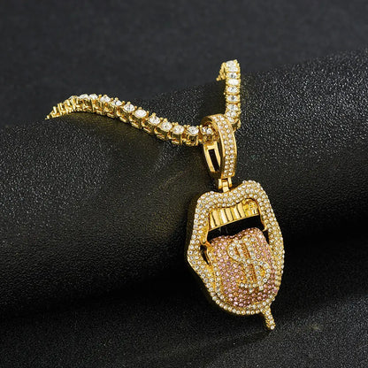 New Tennis Chain Skull Lips Tongue Fashion Accessories Cuban Pendant Single Row Chain Tennis Chain eprolo