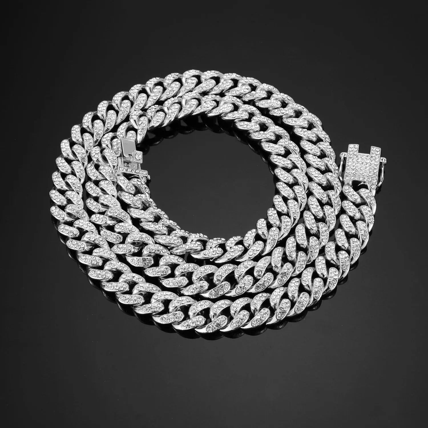 Hip Hop Necklace Jewelry 12mm Wide Butterfly Buckle Thick Gold Plating Cuban Chain eprolo