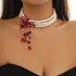 Gothic style pearl necklace choker creative Halloween blood drop tassel collarbone necklace eprolo