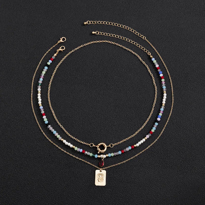 Retro Color Water Drop Pendant Clavicle Chain Niche Crystal Chain Design Necklace eprolo