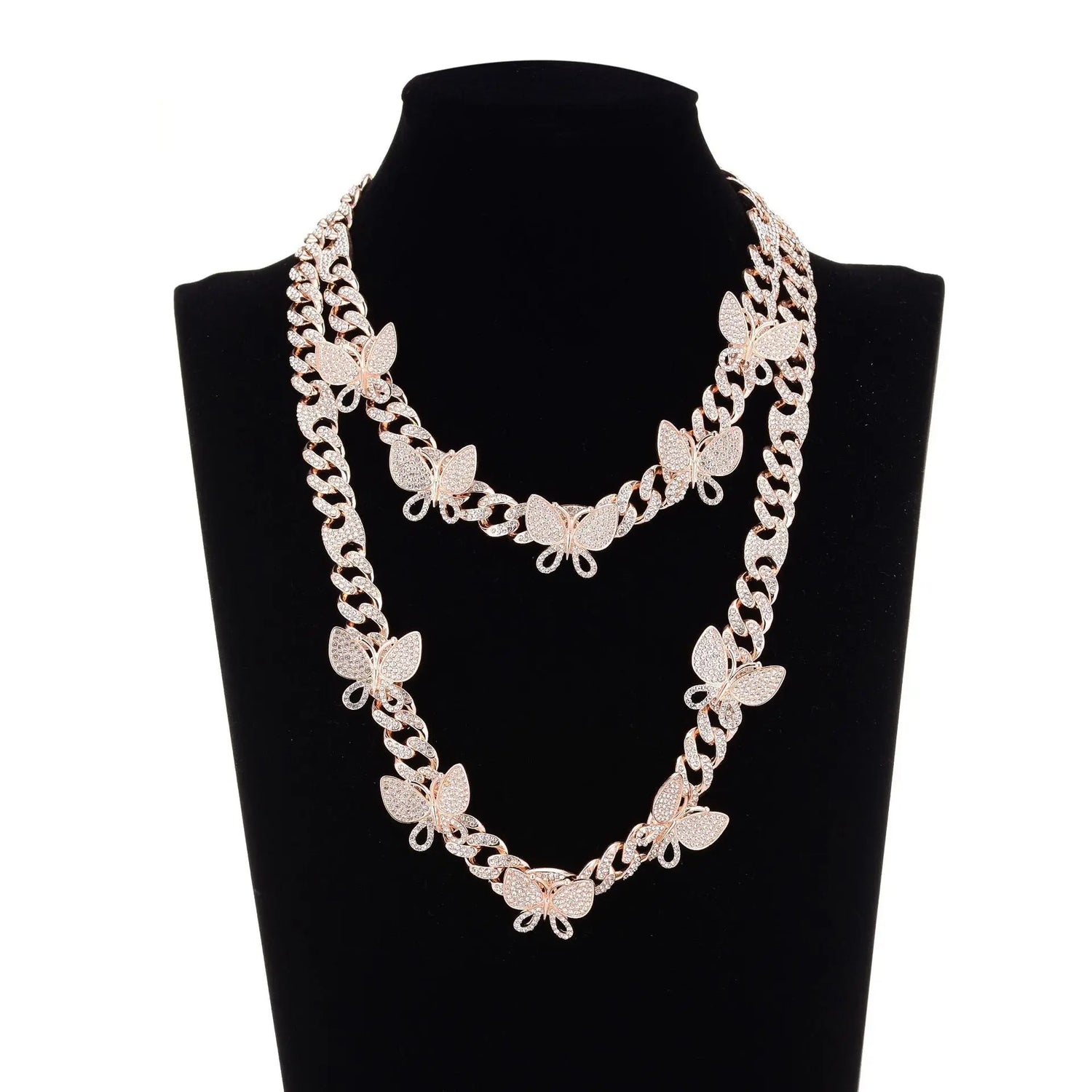 Hip Hop Necklace Niche Design Gold Box Buckle Necklace Butterfly Hip Hop Cuban Chain eprolo
