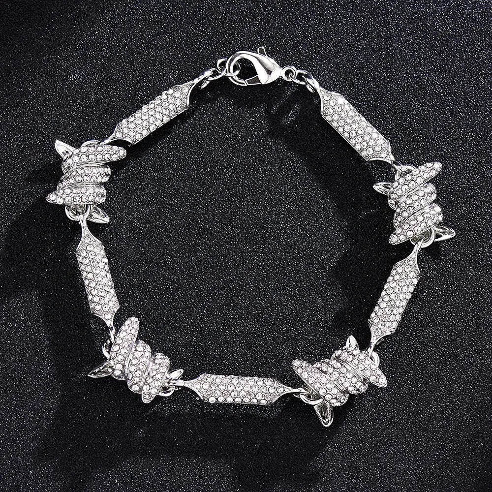 New Full Diamond Wire Necklace 3D Stereo Hip-Hop Cuban Chain 18inch Infinite Chain eprolo