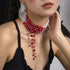 Gothic style pearl necklace choker creative Halloween blood drop tassel collarbone necklace eprolo
