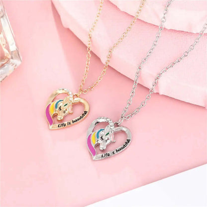 New Unicorn Necklace Jewelry Rainbow Horse Oil Drop Pendant Necklace eprolo