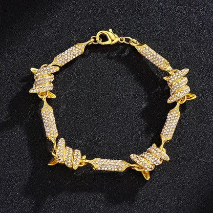 New Full Diamond Wire Necklace 3D Stereo Hip-Hop Cuban Chain 18inch Infinite Chain eprolo