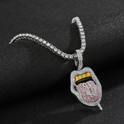New Tennis Chain Skull Lips Tongue Fashion Accessories Cuban Pendant Single Row Chain Tennis Chain eprolo