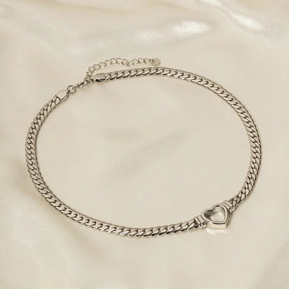 Stainless steel Cuban chain heart-shaped necklace with hollowed out flat snake chain heart pendant necklace for women eprolo