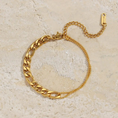 Waterproof Stainless Steel Figaro Chain&amp;Cuban Chain Patchwork Bracelets for Women Ladies Street Style Gold Chain Bracelet eprolo
