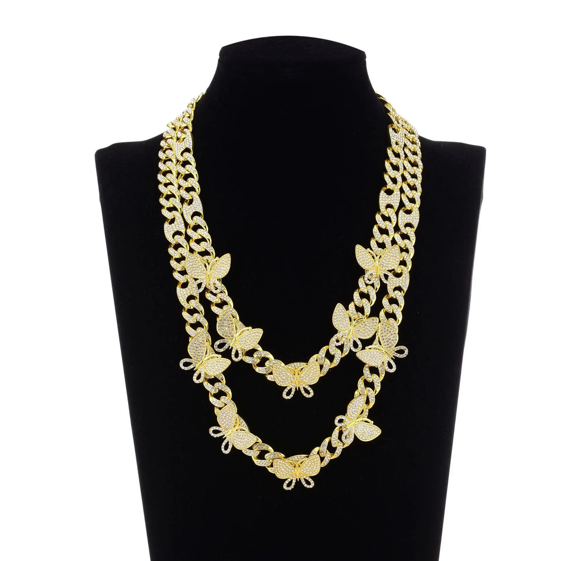 Hip Hop Necklace Niche Design Gold Box Buckle Necklace Butterfly Hip Hop Cuban Chain eprolo
