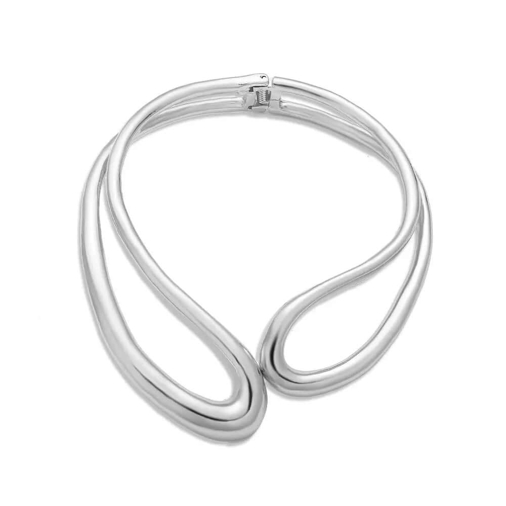 Asymmetrical open alloy choker women&
