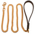10mm stainless steel leather traction rope golden stainless steel Cuban chain dog chain medium-sized dog pet traction chain eprolo