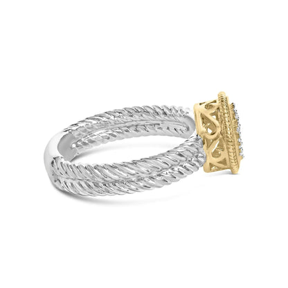18K Yellow Gold Plated .925 Sterling Silver Diamond Cross Ring with Satin Finish (I-J Color, SI1-SI2 Clarity) My Store