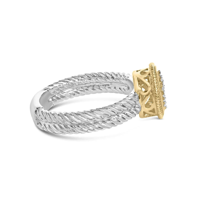 18K Yellow Gold Plated .925 Sterling Silver Diamond Cross Ring with Satin Finish (I-J Color, SI1-SI2 Clarity) My Store