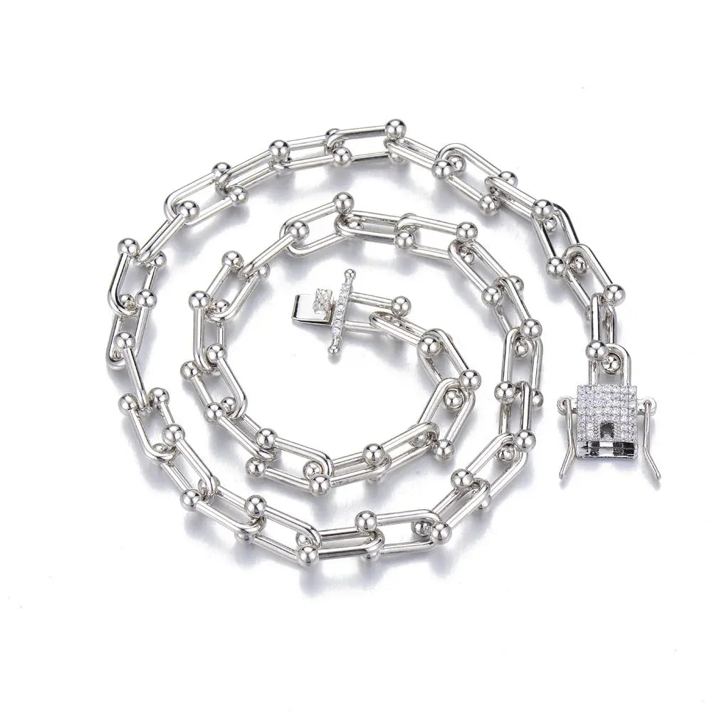 9mm U-Shaped Ring Buckle Cuban Chain Necklace Sweater Chain Personality Trend Clavicle Chain Bracelet eprolo