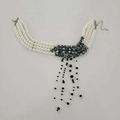 Gothic style pearl necklace choker creative Halloween blood drop tassel collarbone necklace eprolo