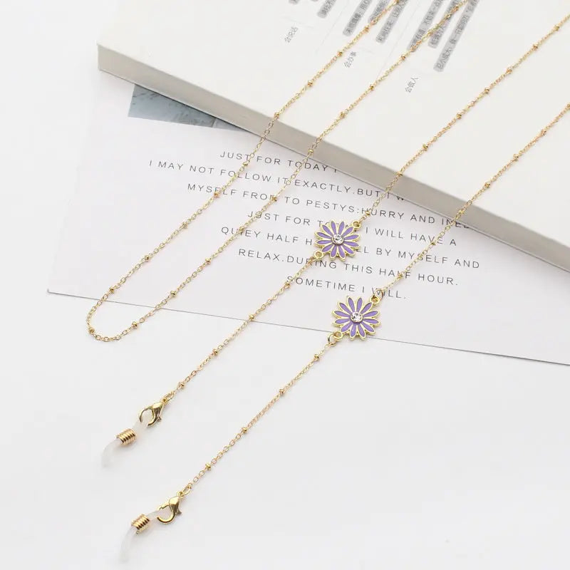 New Small Chrysanthemum And Gold Chain With Anti-Drop Mask Glasses Chain Necklace eprolo