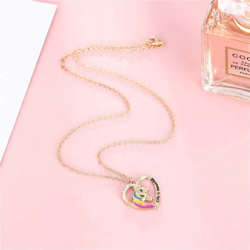 New Unicorn Necklace Jewelry Rainbow Horse Oil Drop Pendant Necklace eprolo