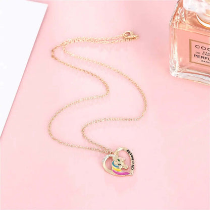 New Unicorn Necklace Jewelry Rainbow Horse Oil Drop Pendant Necklace eprolo